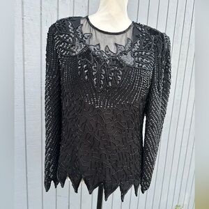 Denise Elle Black Beads and Sequins Blouse